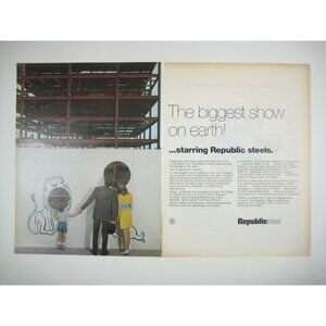 Vintage Republic Steel Advertising Magazine Page 2 Print Construction Wall Lion